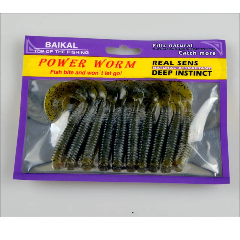 Cebo suave para morder pescado, señuelos de gusanos, pesca de 7cm para agua dulce y salada, bolsa de 10 piezas - imagen 3