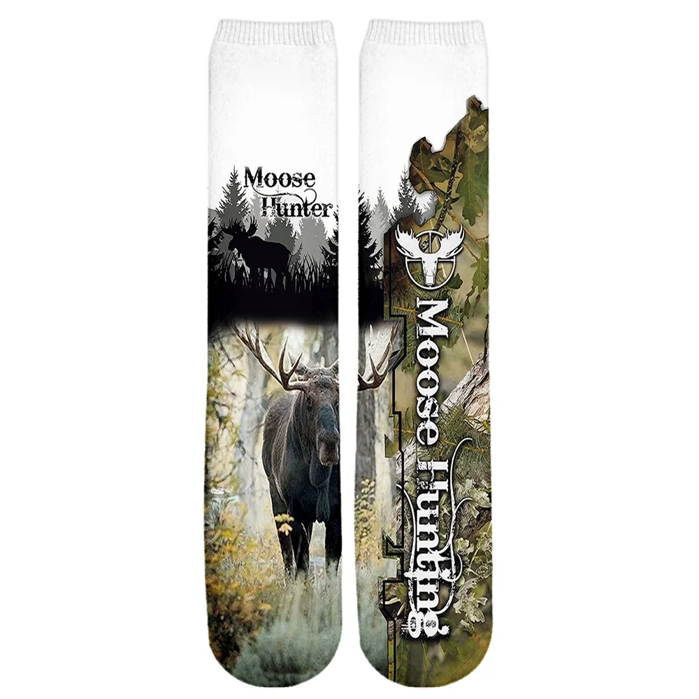 Calcetines de marca PLstar Cosmos, envío directo, nuevos calcetines de moda para hombre, calcetines de camuflaje para caza de alces, calcetines informales hasta la rodilla con estampado 3D Unisex - imagen 4