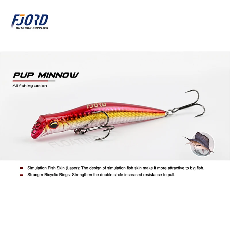 FJORD-señuelo flotante Jerkbait de 100mm y 11g para pesca de agua dulce, accesorios de pesca de Lucio - imagen 2