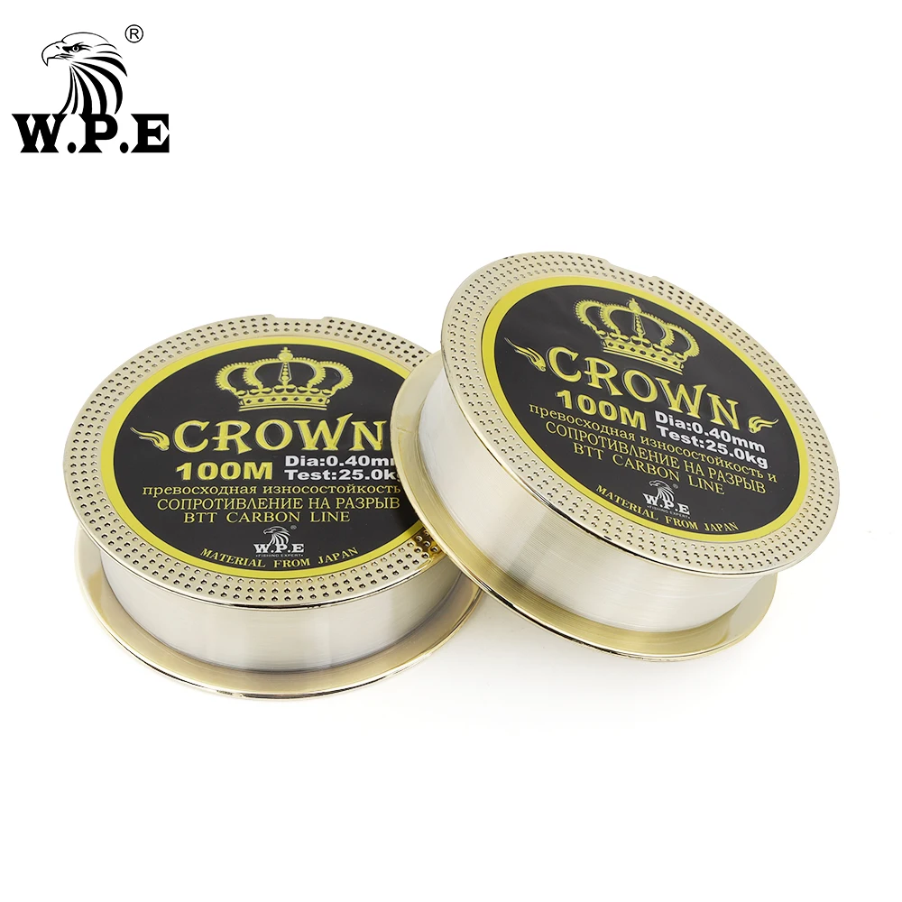 W.P.E marca corona 100m 0,20mm-0,60mm revestimiento de fluorocarbono 10KG-41KG línea de pesca aparejos de pesca de carpa de fibra de carbono - imagen 2