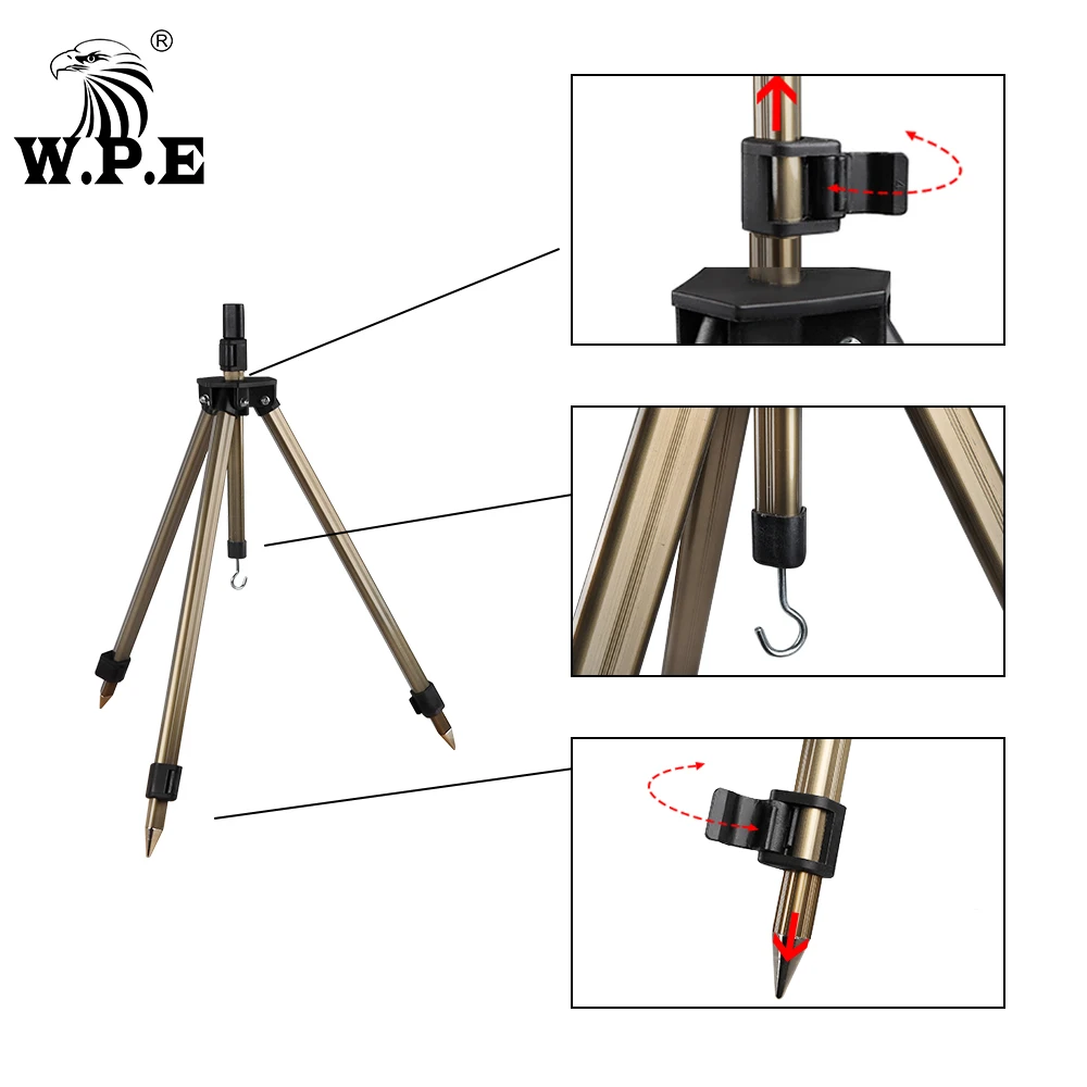 W.P.E-caña de pescar plegable, soporte telescópico ajustable para caña de pescar, soporte ripod, soporte para poste de aleación de aluminio, aparejos de pesca - imagen 3