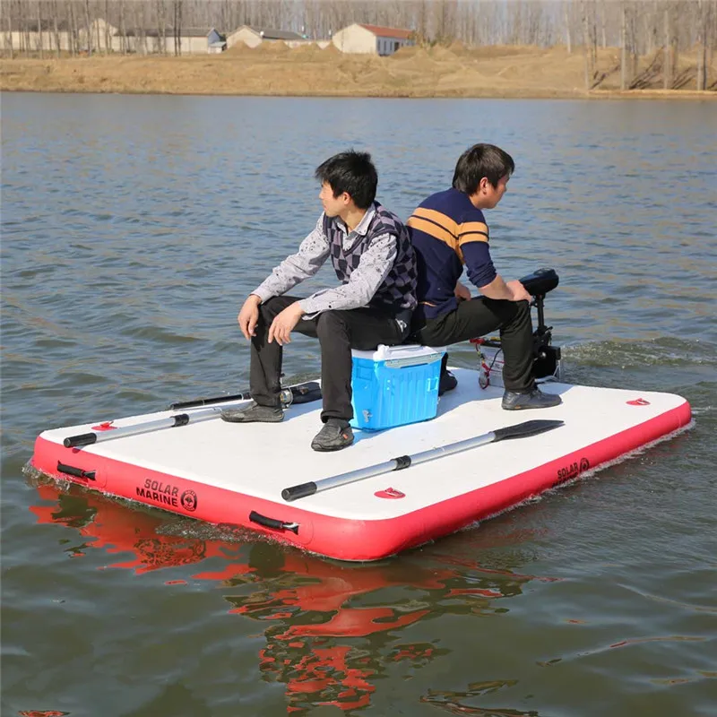 Plataforma flotante inflable de agua portátil marina Solar, barcos de pesca portátiles, cojín de aire, alfombra mágica, barco plano plegable - imagen 2
