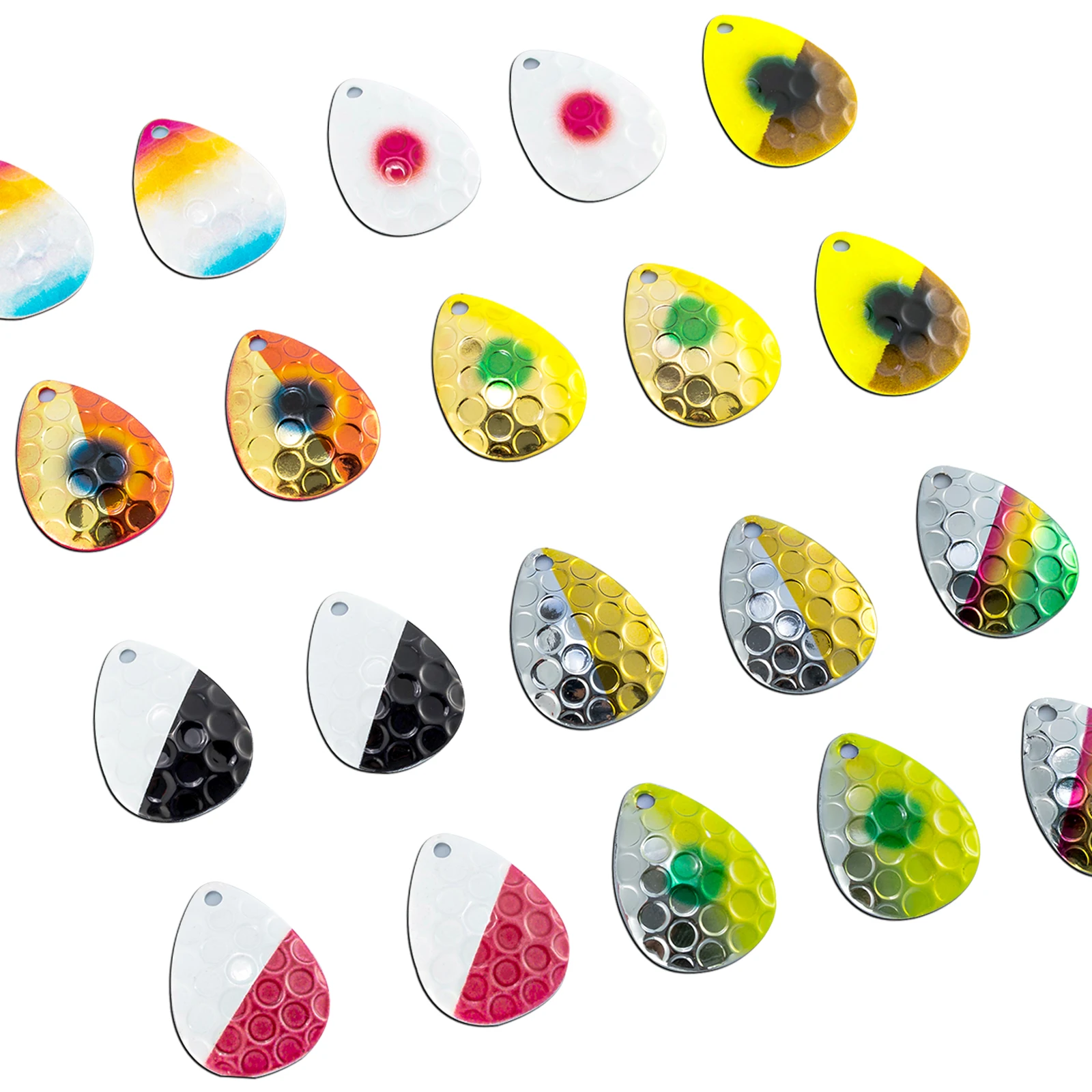 Kit de cuchillas giratorias de pesca, suministros de fabricación de señuelos martillados, Spinnerbait en línea, aparejo Walleye, lubina y trucha, Colorado Blade, 20 piezas