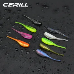 Ceril-señuelo de pesca con cola de aguja, 30 piezas, 48mm, suave, doble Color, silicona Artificial, Wobblers, carpa, lubina, Jigging, Swimbait