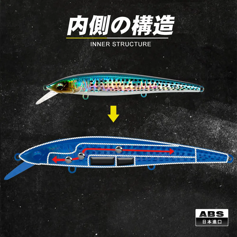 Señuelo de pesca de mar D1, 130mm, 27g, Wobblers duros que se hunden artificiales para lubina, trucha, 11 colores, aparejos de pesca 2021 - imagen 4