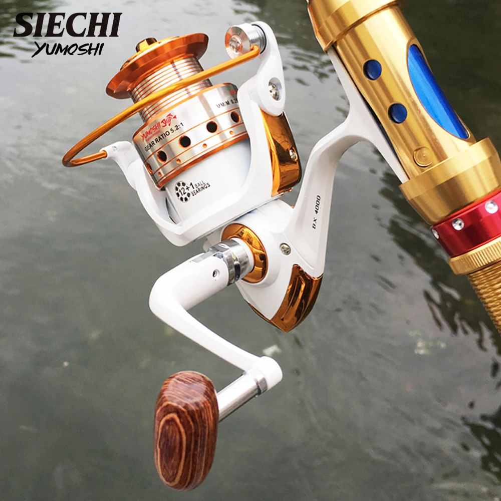 YUMOSHI-carrete de pesca giratorio de Metal serie 500-9000, 12 + 1BB 5,5: 1/5, 2:1, para agua salada, en roca - imagen 5