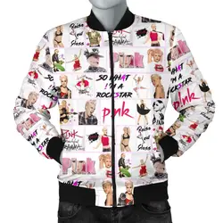 Chaqueta Bomber cálida para hombre P!nk Singer 3D completamente estampada gruesa invierno manga larga prendas de vestir con bolsillos chaqueta informal Unisex con cremallera