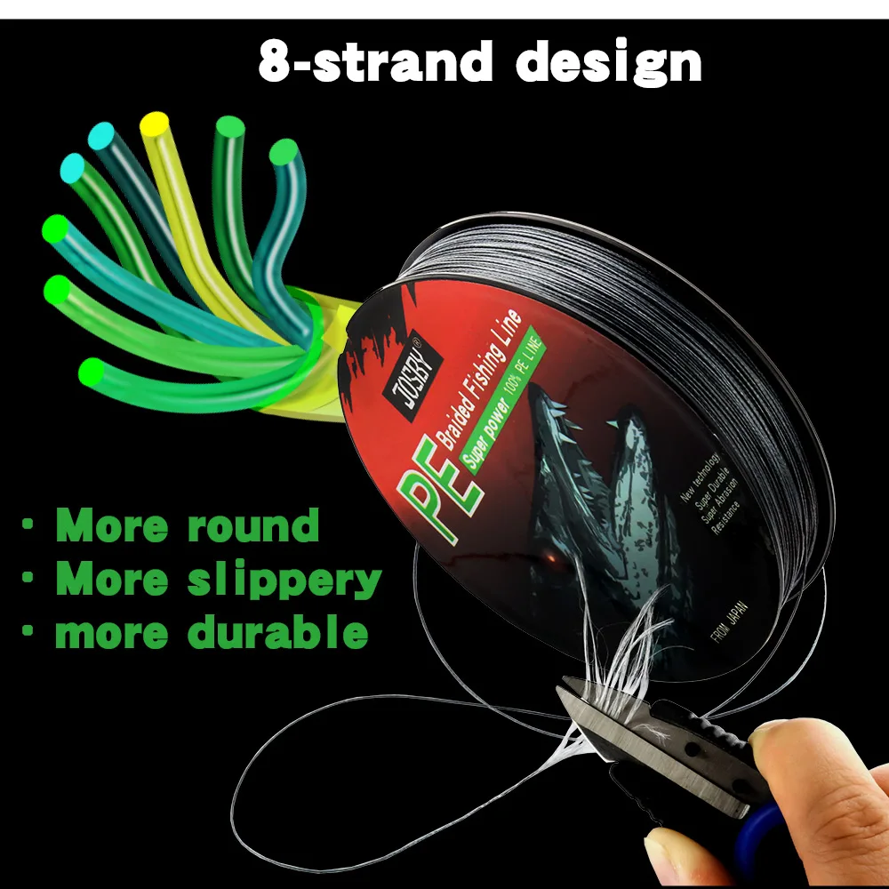 JOSBY-cable de Pesca trenzado de 8 hebras, monofilamento de carpa, accesorios japoneses Pe, 100M, 200M, 300M, 500M - imagen 4