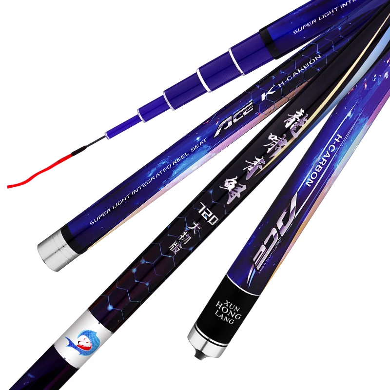 Caña de pescar ultraligera de fibra de carbono para carpa, caña de pescar telescópica dura de sección larga de Taiwán, 4,5 m-9,0 m - imagen 2