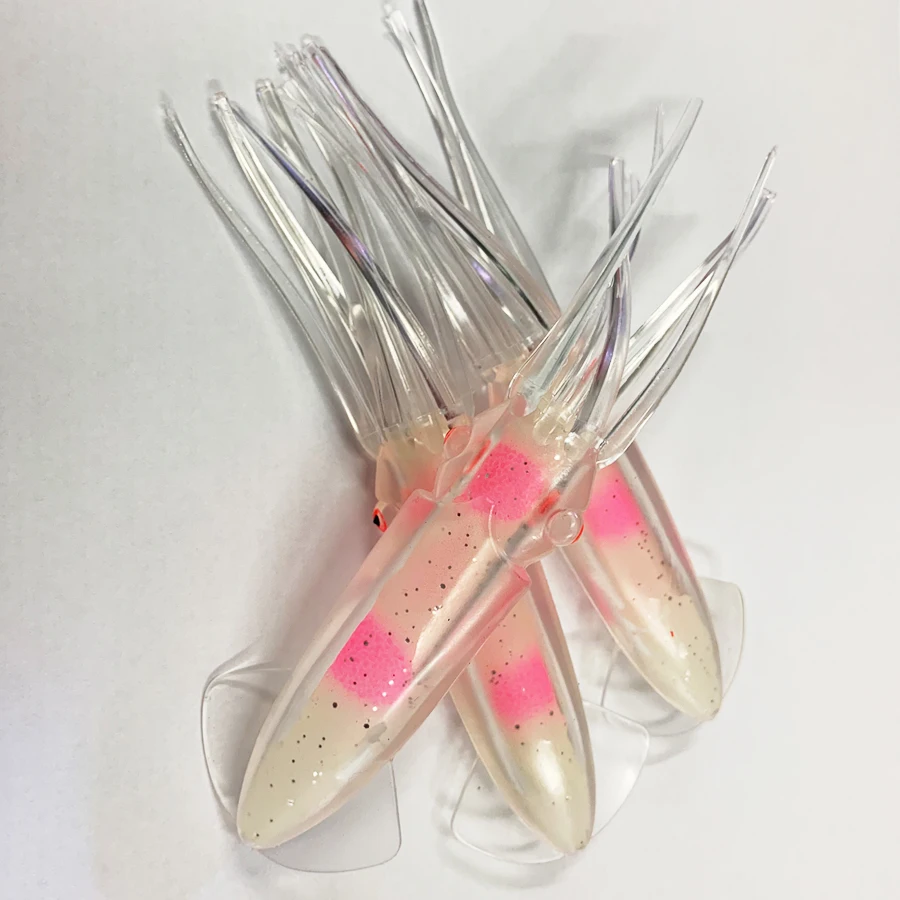 Señuelos de pulpo de 6 &quot;que brillan en la oscuridad, bombilla luminosa, calamar suave, 0.705oz, cebo para pesca en aguas salada, 3 uds. - imagen 4