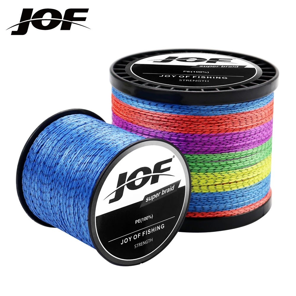 JOF-línea de pesca trenzada Multicolor, 8 hebras, 1000M, pesca en el mar, pesca de carpas de agua salada, tejido extremo 100% PE - imagen 3