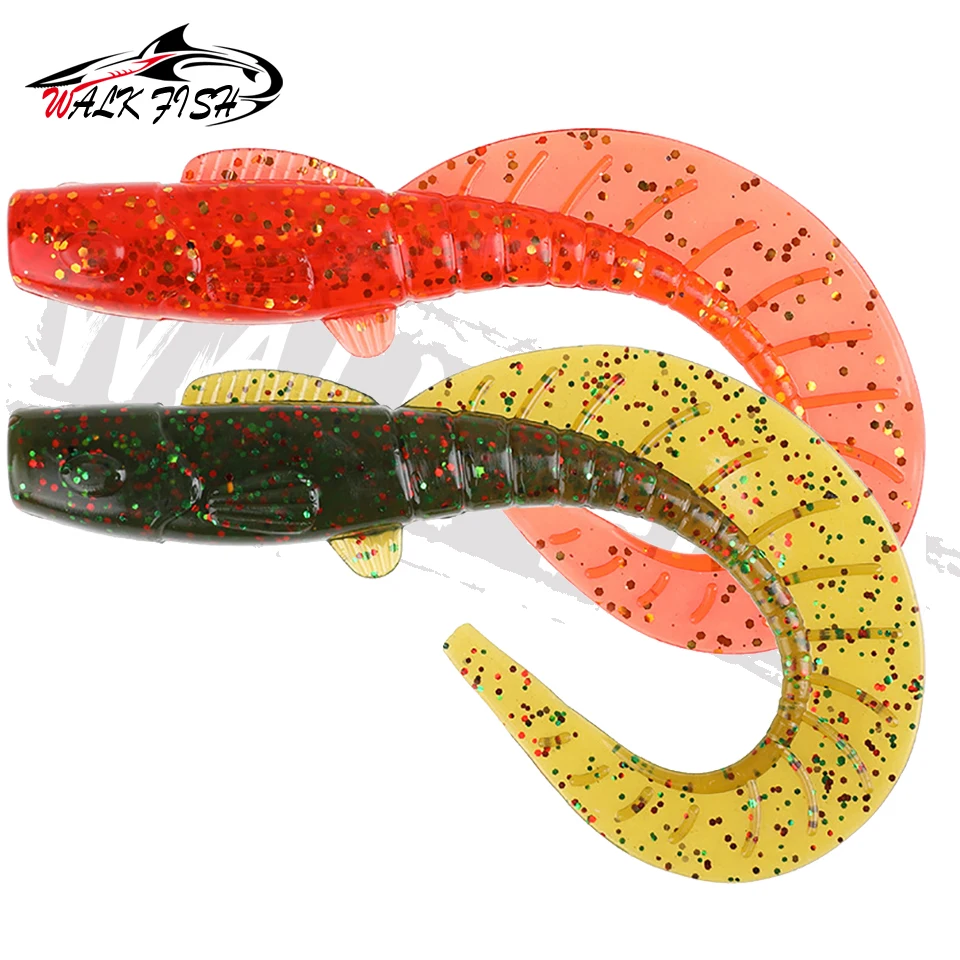 WALK FISH-señuelos de cola larga realistas, 3 uds., 11cm, 13g, señuelos de gusanos artificiales de silicona, cebo suave, Lucio, señuelo para pesca Wobbler - imagen 5