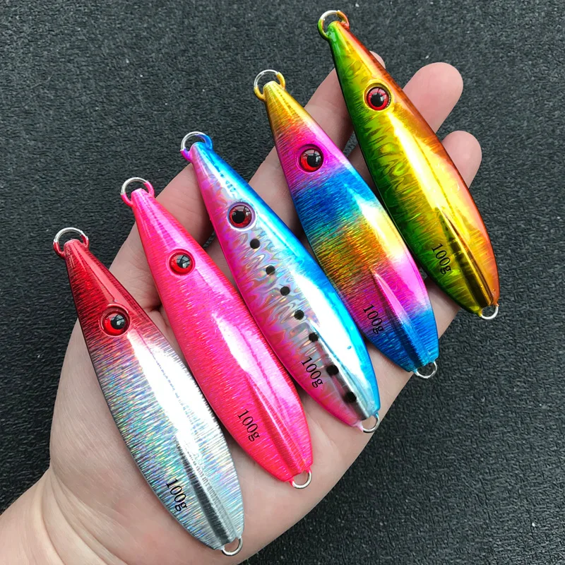 TEASER J48 100g 130g 150g cuchara de hundimiento lento Señuelos de pesca Jigging Metal agua salada aguas profundas plantillas luminosas señuelo plantilla Vertical cebo - imagen 4