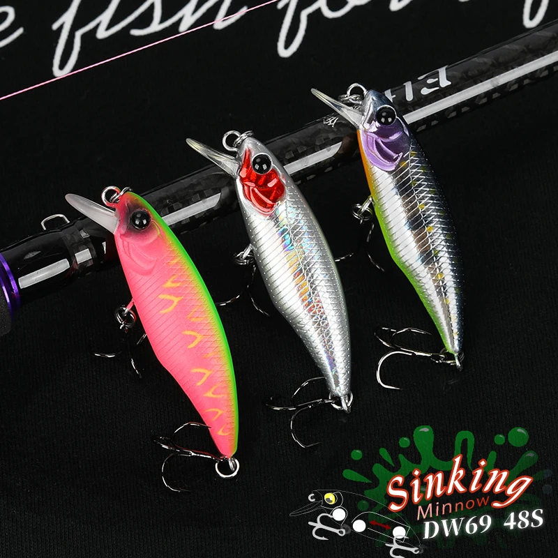 TSURINOYA pececillo hundido de fundición larga DW69 48S 48mm 3,3g señuelo de pesca Jerkbait Wobbler Crankbait lubina trucha señuelo duro Swimbait - imagen 5