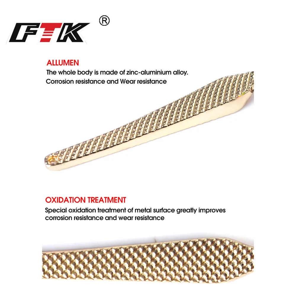 FTK-señuelo de pesca en hielo de Metal, 55mm, 6g, aparejo Vertical de plata dorada con anzuelo triple para pesca de perca y Lucio - imagen 3