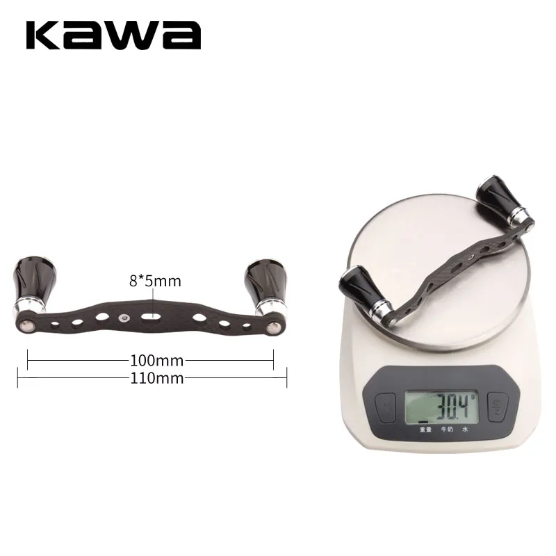 Kawa nuevo carrete de pesca mango de fibra de carbono con perilla de aleación accesorio longitud 110mm tamaño del agujero 7x4 y 8X5mm traje D/S/A carrete de pesca