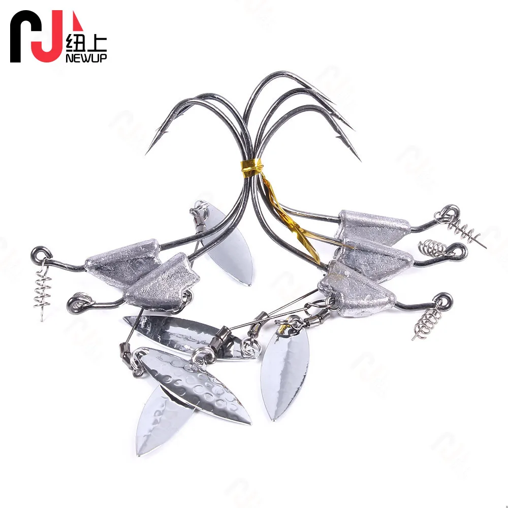 Nuevo UP 5 unids/lote Texas Rigs Jig Head anzuelo de pesca Metal 3,5g 5g 7g con cuchara lentejuelas aparejos de pesca anzuelos para aparejos de pesca Texas - imagen 2