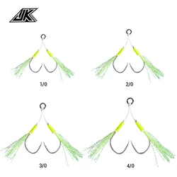 JK Gancho Jigging Lento: Anzuelos dobles de metal con recubrimiento