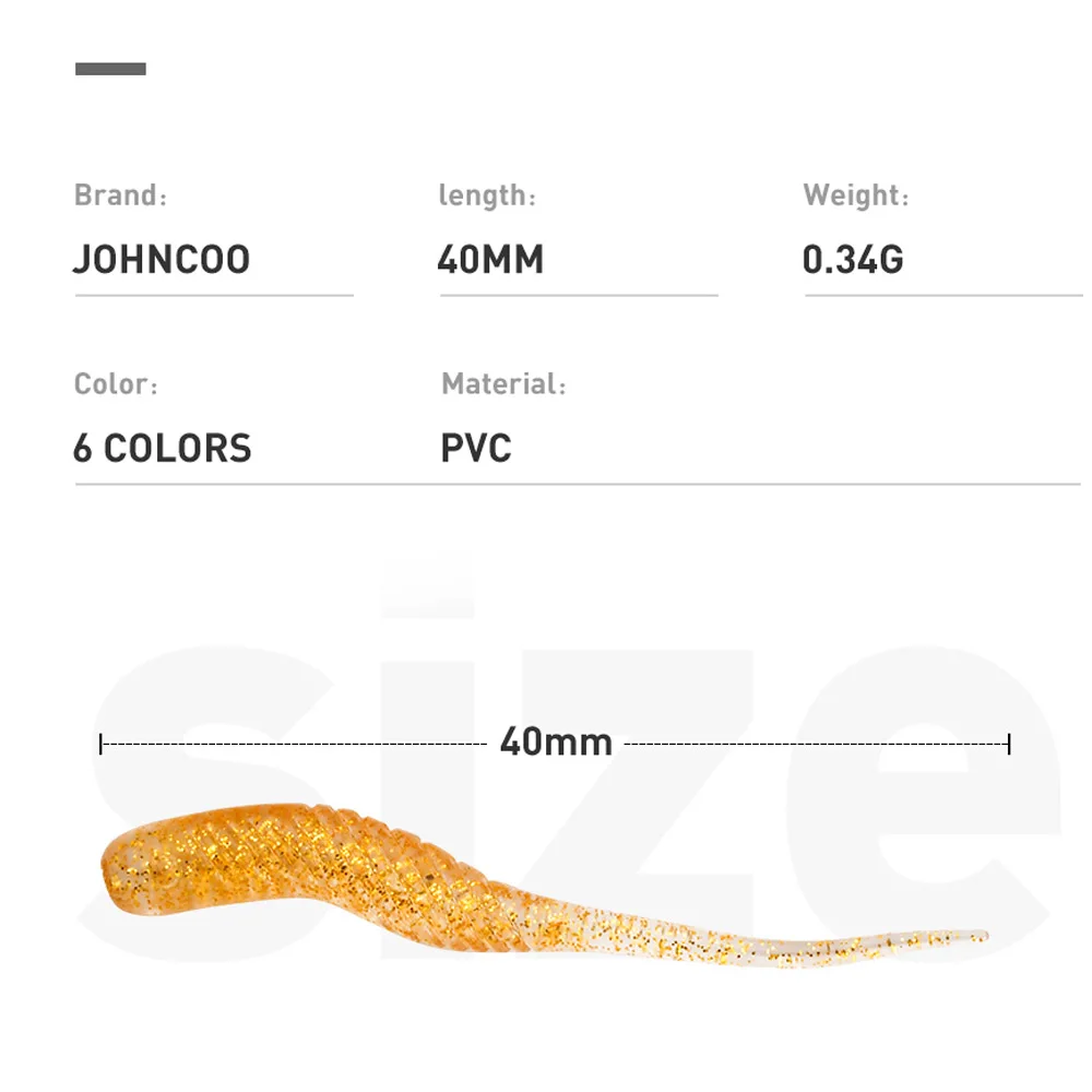 JOHNCOO 50 Uds señuelo de pesca pez roca cebo suave 40mm 0,34g silicona lubina Rockfish Swimbait Jig señuelo cebos de plástico gusano - imagen 4