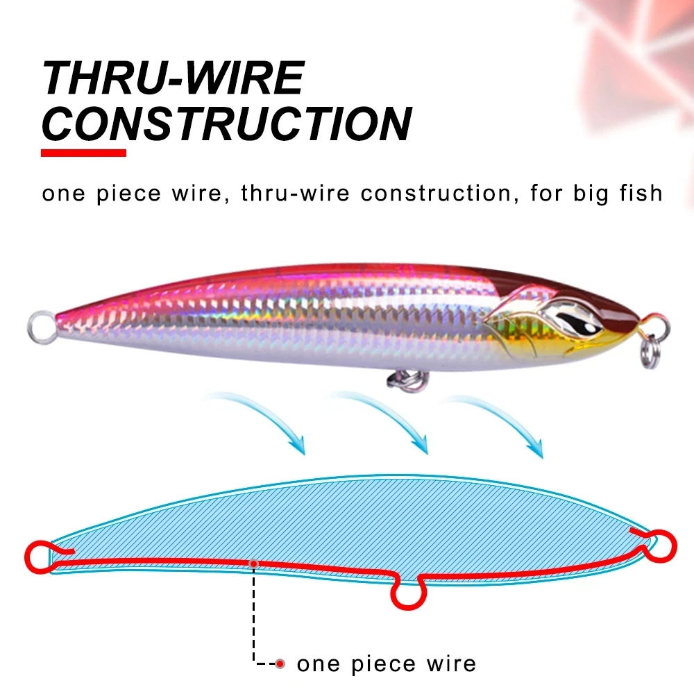Noeby 2 uds señuelo de Pesca de mar 160mm/58g 190mm/86g Stickbait cebo de lápiz de agua superior GT Popper Fshing Pesca de agua salada Wobbler - imagen 4