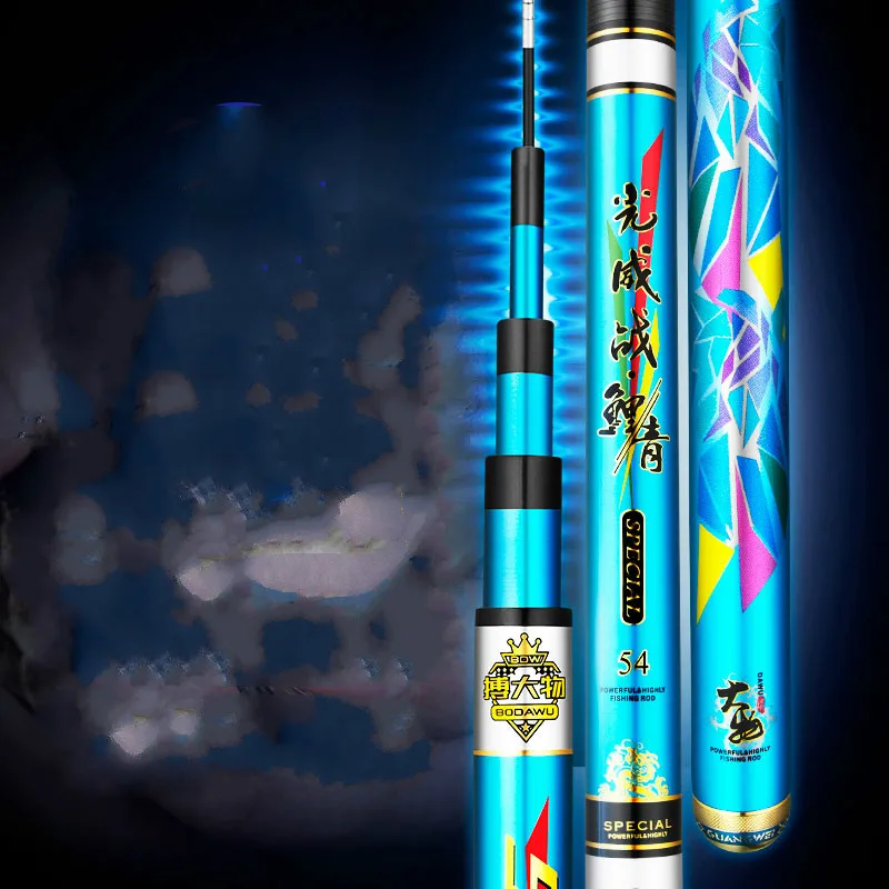 Caña de pescar telescópica, caña giratoria de fibra de carbono dura, superligera, de Taiwán, 3,6 M-10M - imagen 5