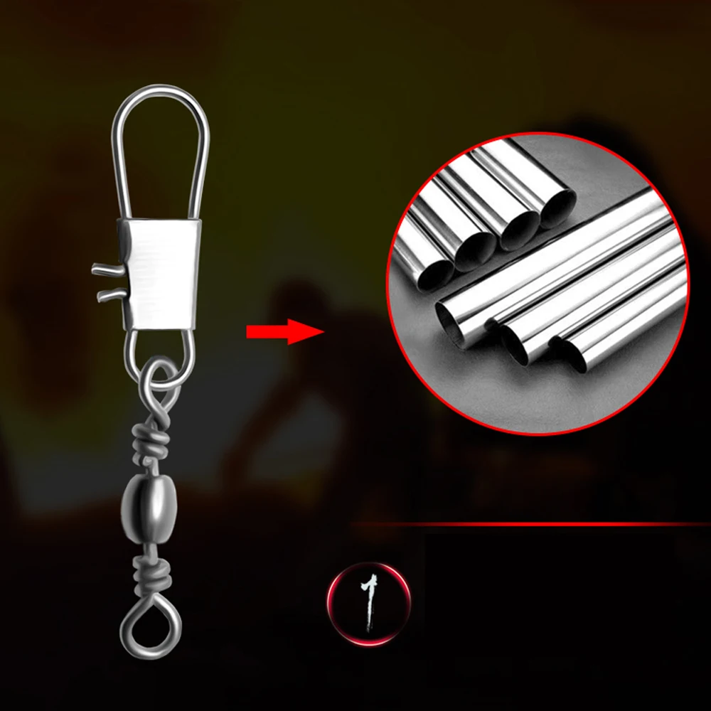 100 piezas 4-12 #   Interlock Snap Pin rodamiento de bolas giratorio anillos sólidos conector de pesca gancho de barco bueno para herramienta de señuelo de pesca - imagen 4