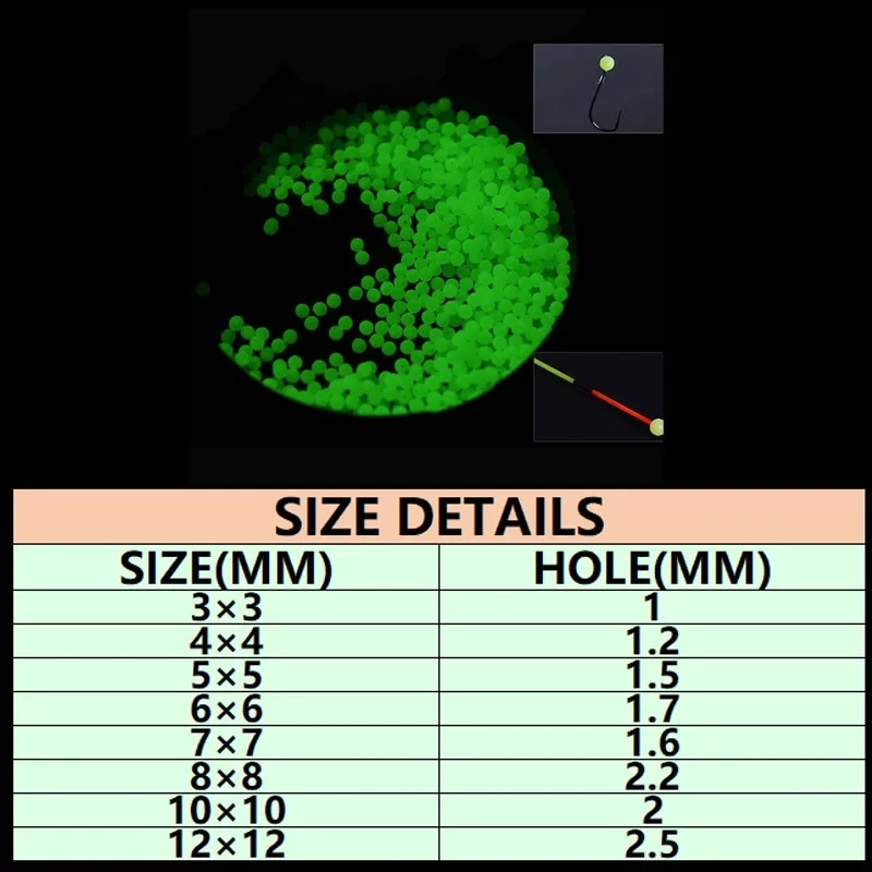 Wifreo-Cuentas redondas luminosas para pesca, accesorios de señuelo de pesca de agua dulce y salada, brillo de oscuridad, 100 unids/lote - imagen 2