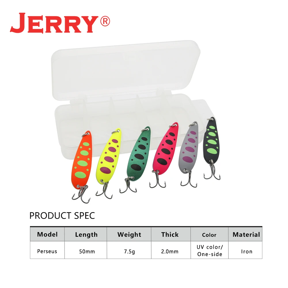 Jerry Perseus-Juego de Señuelos de Pesca, Set de 5 piezas, 7,5g, cuchara para curricán, trucha, Lucio, salmón