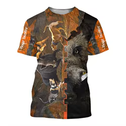 Camiseta con estampado 3D de animales, oso, jabalí, pesca, perezoso, caza de ciervos, para hombre, camisetas de manga corta Harajuku de verano, camiseta informal Unisex