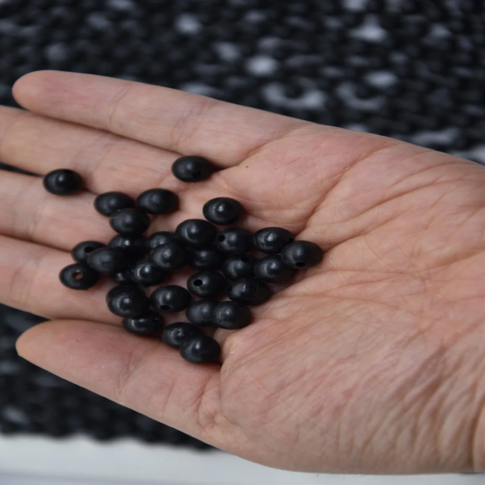 MAGBLUE 100 unids/lote cuentas de pesca tapón espacial negro 3mm-8mm redondo frijoles suaves y duros Señuelos de Pesca cebo anzuelo accesorios de aparejo