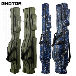 Bolsa de pesca plegable portátil de tres o dos capas, herramienta de aparejos para caña de pescar, estuche de transporte, bolsa de viaje de 110cm/120cm/130cm/150cm