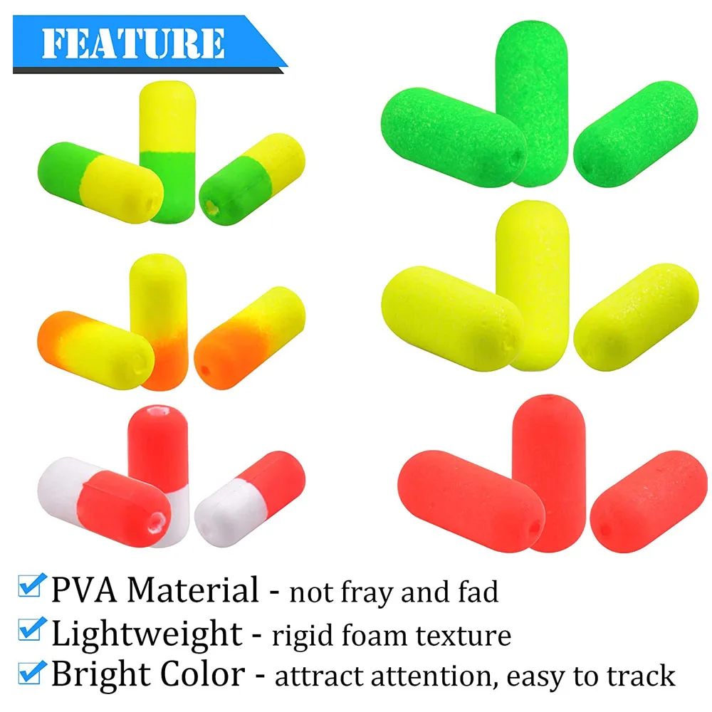 105 unids/caja cilindro espuma flotador de pesca Bobber indicador de huelga pesca con mosca flotante luz de pesca boyas flotadores para pesca - imagen 4