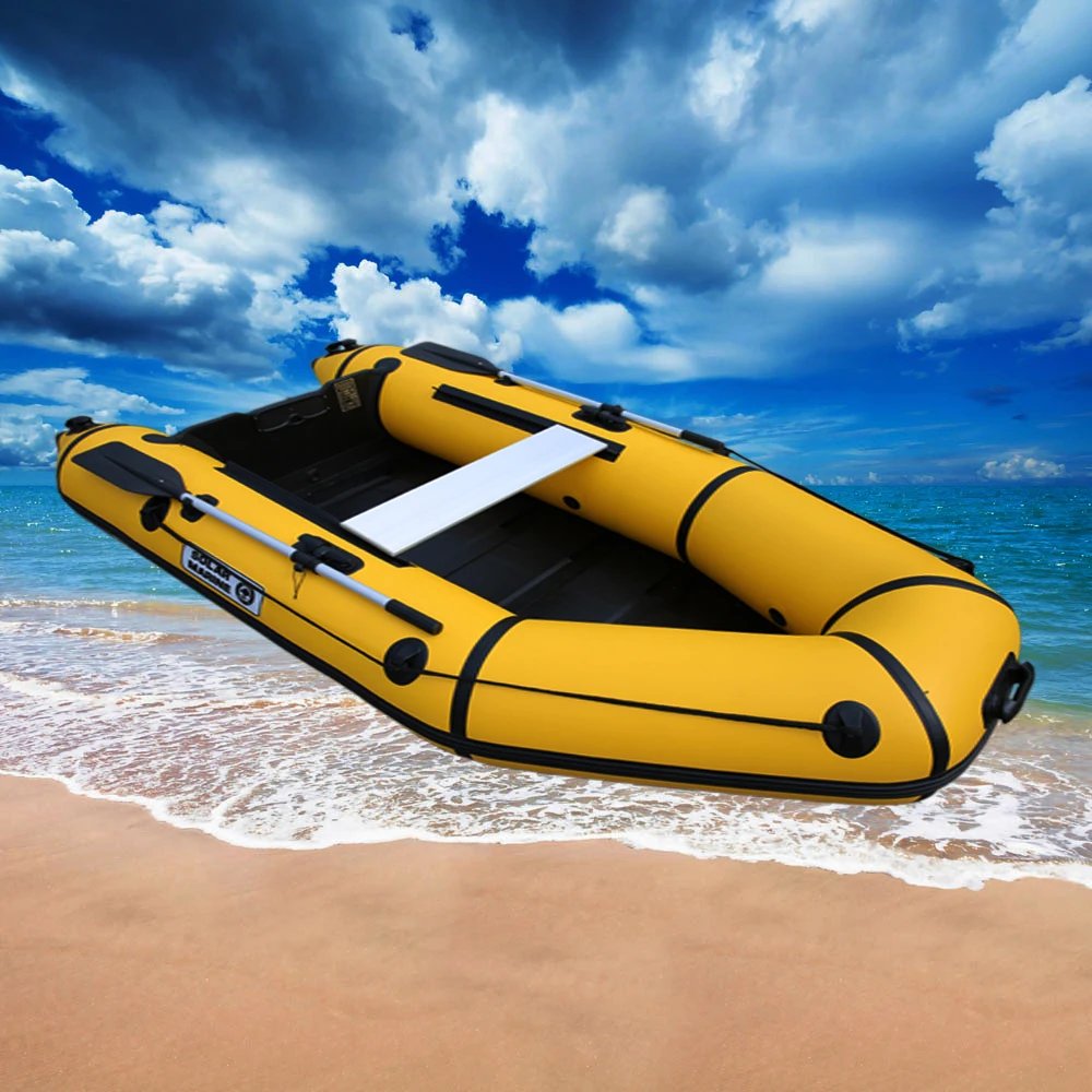 Barco de asalto inflable SolarMarine de PVC, bote de Kayak de velocidad, canoa con accesorios de suelo de madera para 3 personas, 0,9mm, pesca para el mar - imagen 3
