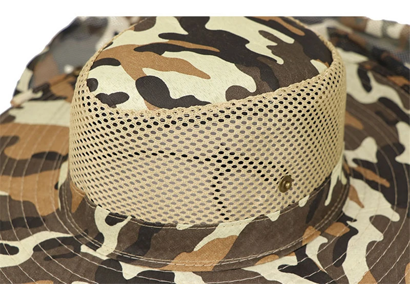 Sombrero de sol con camuflaje con ventilación de malla para protección al aire libre