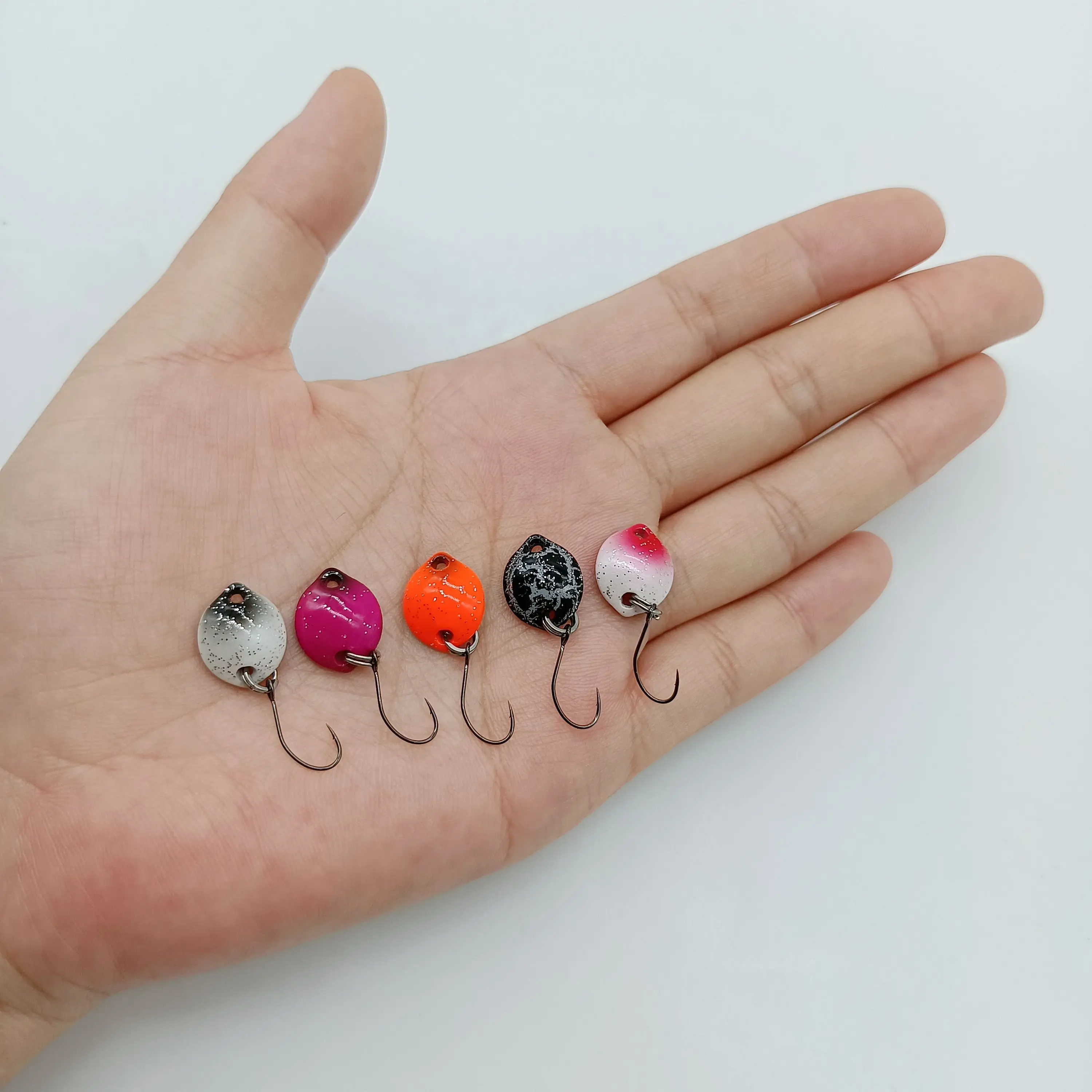 DUODUOYU-Mini señuelo de pesca de 1 piezas, cebo metálico de 1,8g/14mm, de un solo gancho, giratorio, duro, para trucha, lubina, Lucio, pesca en hielo - imagen 3