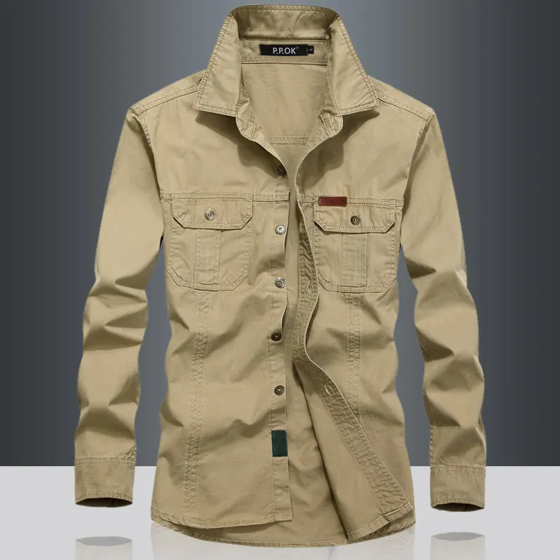 Camisa informal de algodón puro para hombre, camisa de gran tamaño, 6XL, alta calidad, ropa de herramientas, A2F1388, nueva - imagen 5