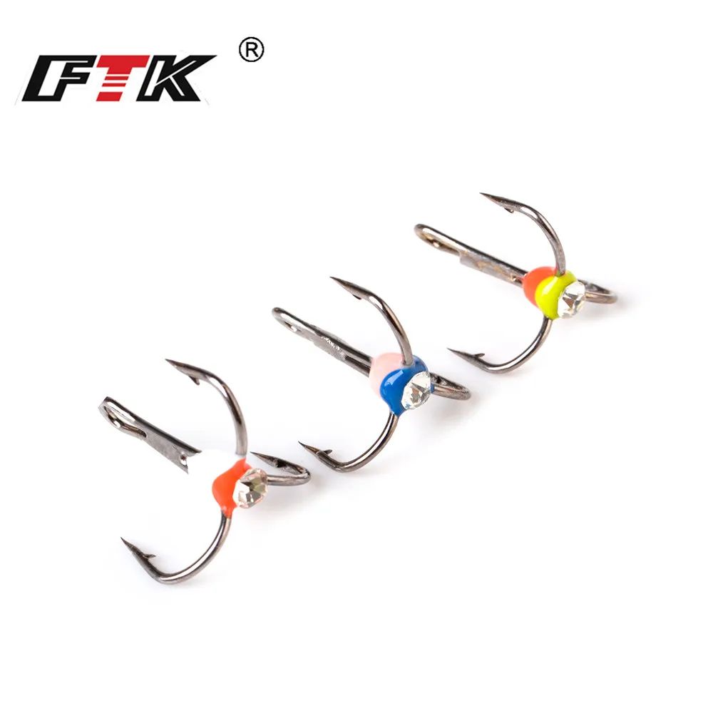 FTK-Juego de anzuelos de pesca triples, anzuelos de pesca en hielo, tamaño 6 #/8 #/10 #12 #, acero de alto carbono para carpa, Japón, Invierno