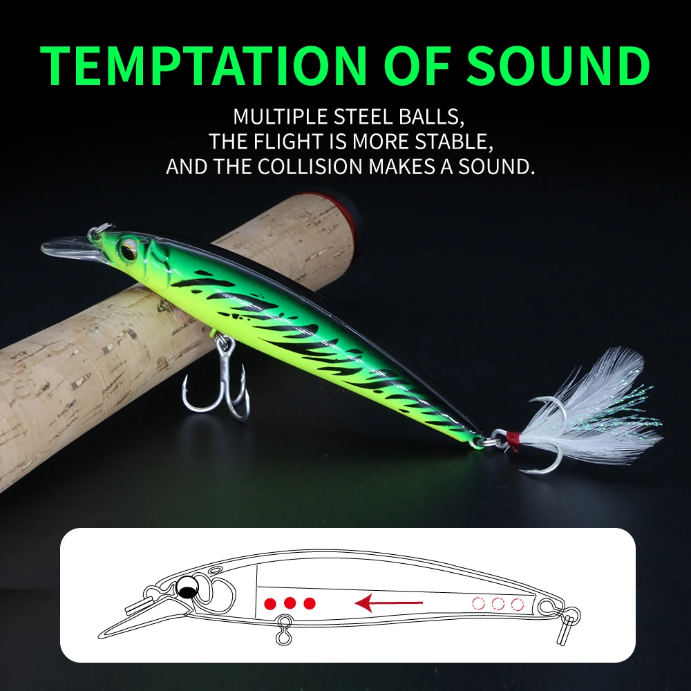 Señuelos de Pesca de pececillos láser flotantes, 13g, 11cm, luminoso, duro, artificial, cebo falso, Wobblers, Crankbait, accesorios de Pesca - imagen 2