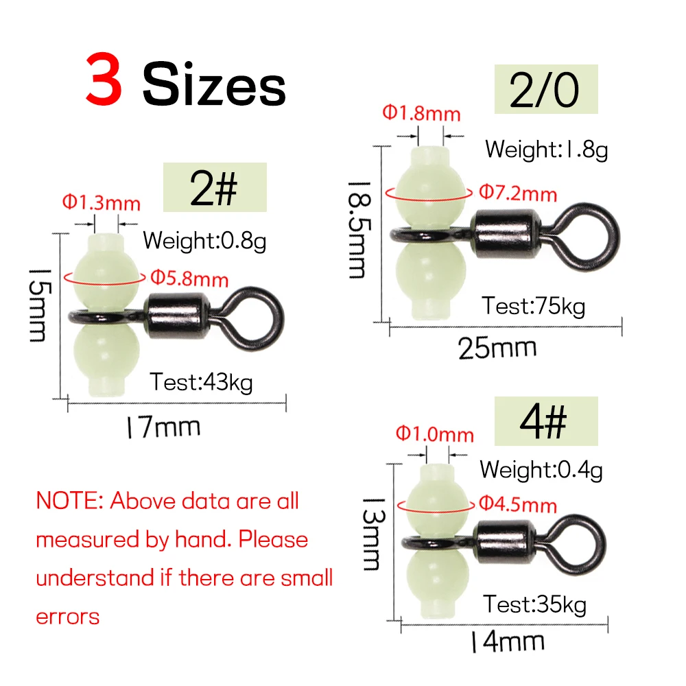 20 piezas/50 unidades luminosas de línea cruzada de calabaza giratoria accesorios de pesca de aguas profundas conector de aparejos de pesca de barco 4 #   2 #   2/0 - imagen 5