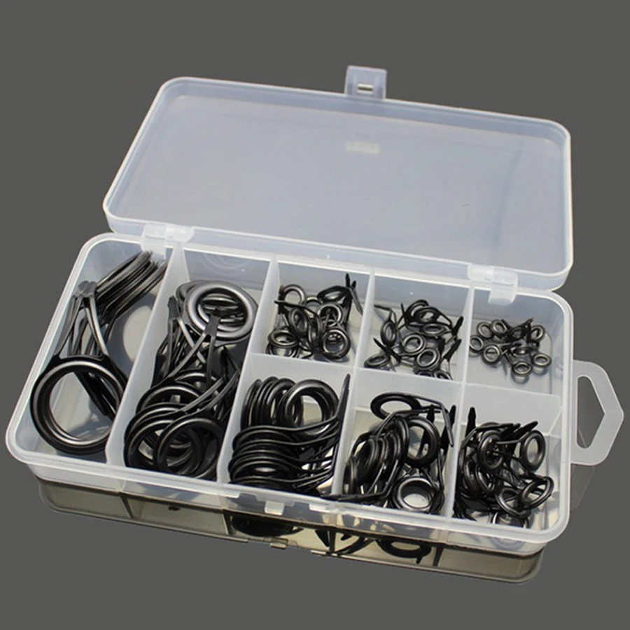 75 unids/lote de puntas de guía de caña de pescar de tamaño mixto, anillos de línea fuertes, Juego de puntas de guía de caña de pescar, Kit de reparación, herramienta de anillos de ojo DIY - imagen 5