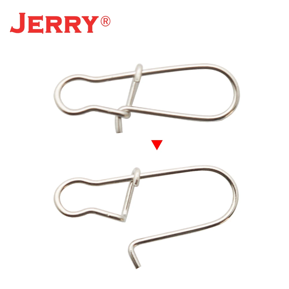Conector de gancho de pesca de acero inoxidable Jerry, enganchado de seguridad, barril giratorio, anillos sólidos, gancho de Clip rápido, productos de bloqueo, 4,5/8,7g - imagen 2