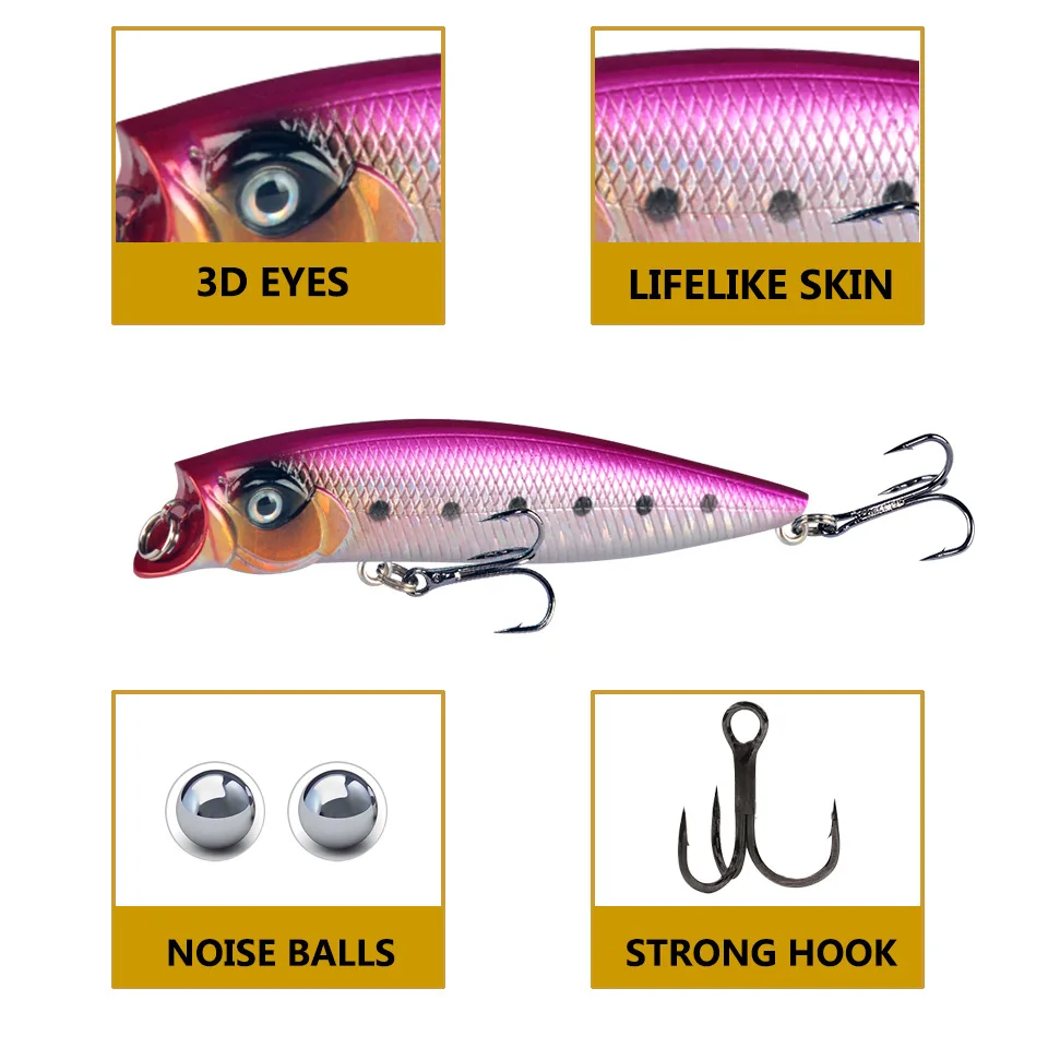 1Pcs Popper Fishing Lures 9.2cm 11.5g Floating Wobblers Hard Fake Baits Crankbaits Sea Bass Isca Artificial Fishing Tackle - imagen 3