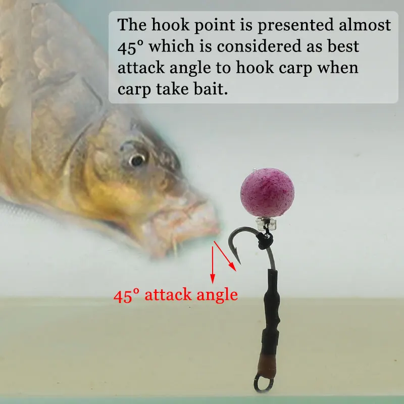 Anzuelo de pesca de carpa, aparejo de anzuelos listos para atar, ganchos de pelo Combi Chod, aparejo 4 6 8 con anillo giratorio, aparejos de tornillo de cebo, 4 Uds. - imagen 5