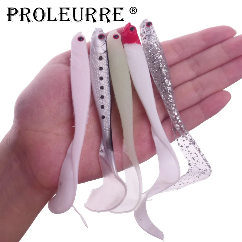 Wobblers Jigging con cola, señuelo suave de 12cm y 6g, aparejo giratorio de Pesca en el mar, ojos 3D, silicona Artificial, Swimbait, lubina, 1 unidad - imagen 4