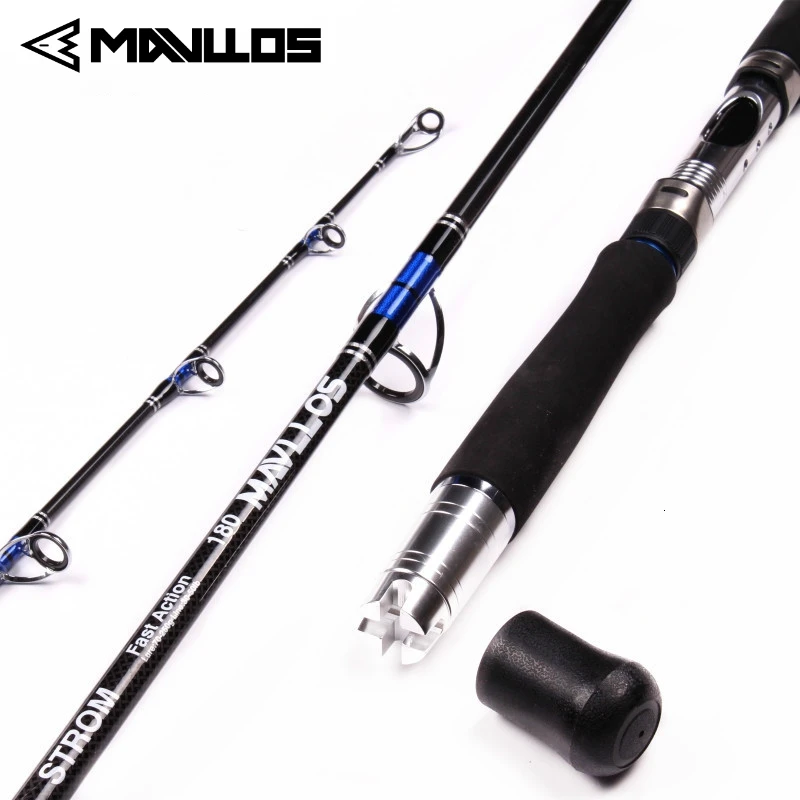 Caña de Jigging Mavllos Storm para pesca de atún, punta de carbono MH, 3 secciones, 1,8 M, 2,1 M, señuelo 70-250g, 20-50LB, caña giratoria de pesca de agua salada