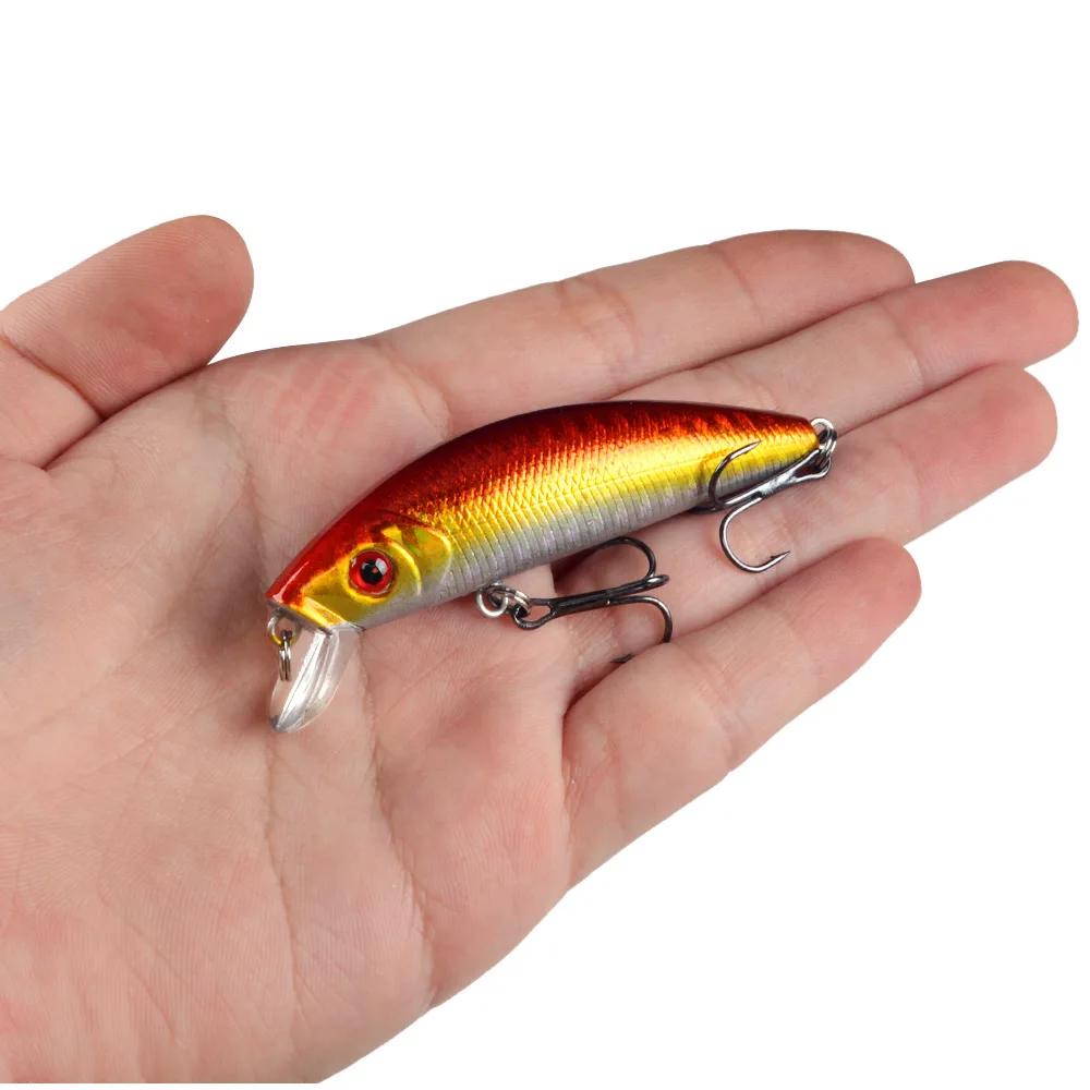 DHYJSFDC-señuelo de pesca de pececillos, 1 piezas, 70mm, 8g, ojos 3D, Crankbait, Wobbler, cebo duro de plástico Artificial, aparejos de pesca - imagen 4