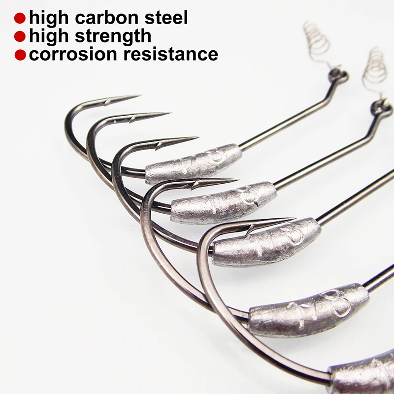 ESFISHING-anzuelo de pesca, 5 uds., 3,5g, 10g, 14g, 26g, manivela ancha de acero rico en carbono, anzuelo compensado, cabeza de plantilla, señuelo suave para Lucio - imagen 4