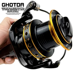 Carrete giratorio de Metal, potencia de arrastre máxima de 30KG, con mango de Metal, para pesca de lubina y Lucio