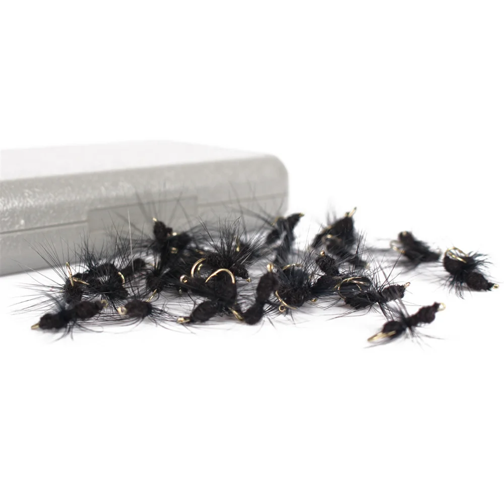 40 unids/caja Kit de cebo señuelo negro rojo trucha Ninfa señuelo de pesca con mosca moscas secas/húmedas ninfas Señuelos de pesca en hielo cebo Artificial con caja - imagen 5