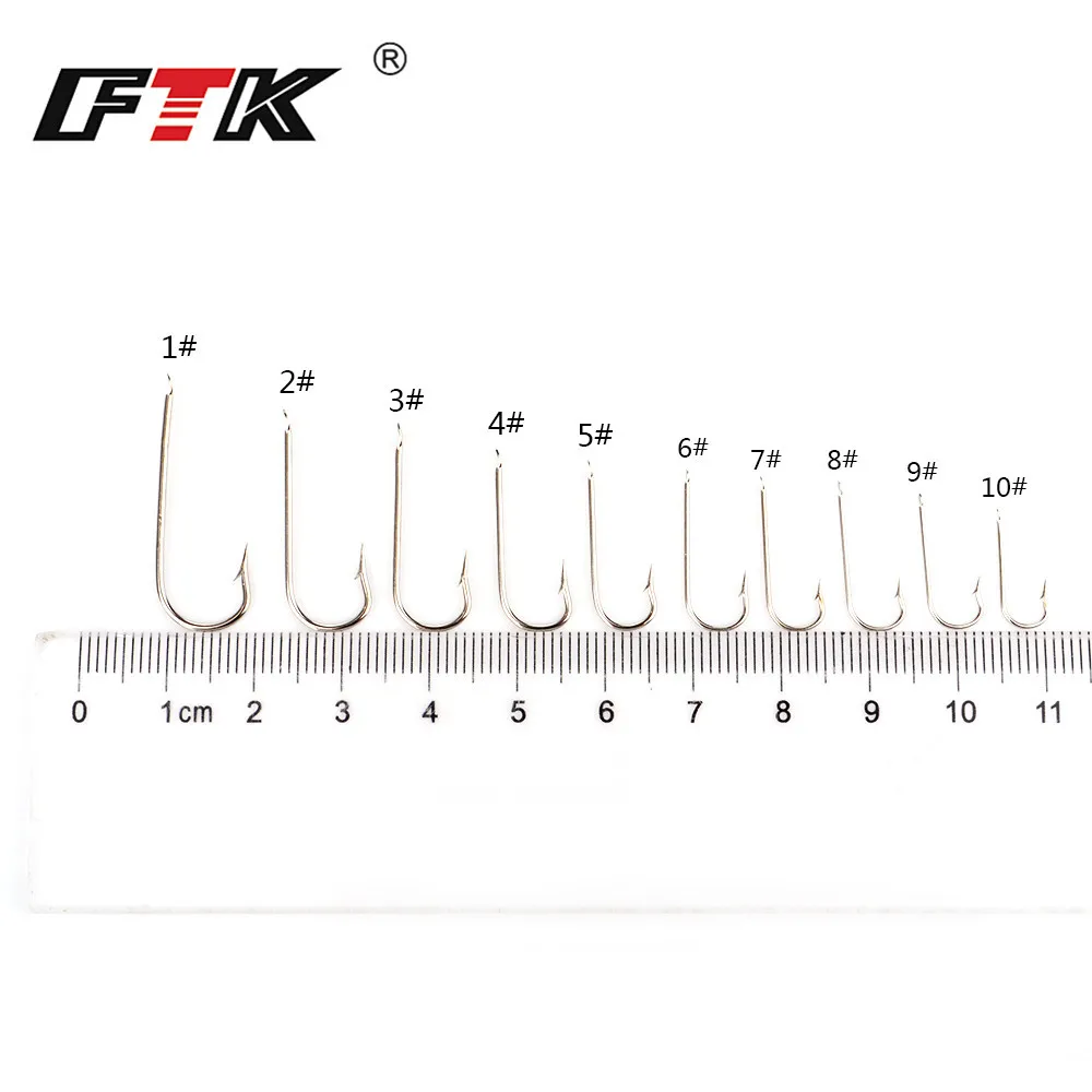 FTK-anzuelo de pesca con púas, 100 unids/lote, talla 1 #-Size9 #, anzuelos de acero de alto carbono para carpa, aparejos de pesca - imagen 4